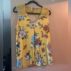 Daniel Rainn Yellow Lace Floral Top
